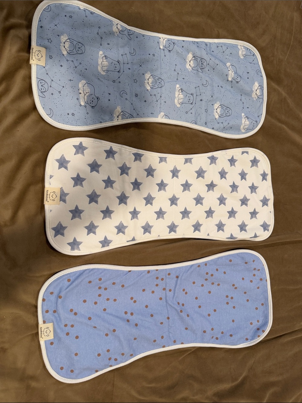Blue Star & Owl Baby Burp Cloths - Gentle Cotton (3 Pack)